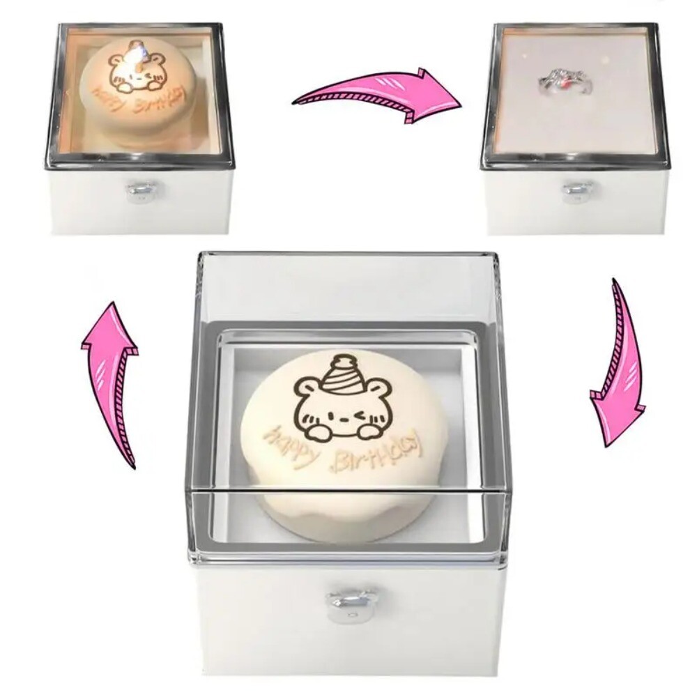 Ring Display Bear Flip Ring Box Mini Cake Gift Box Birthday Gift Packaging Box