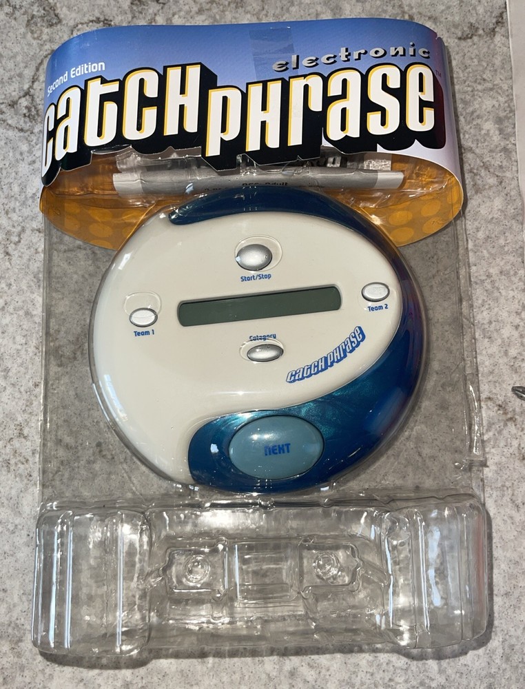 Catchphrase Hasbro Blue White Handheld Electronic Team 2004 Game Trivia Tested