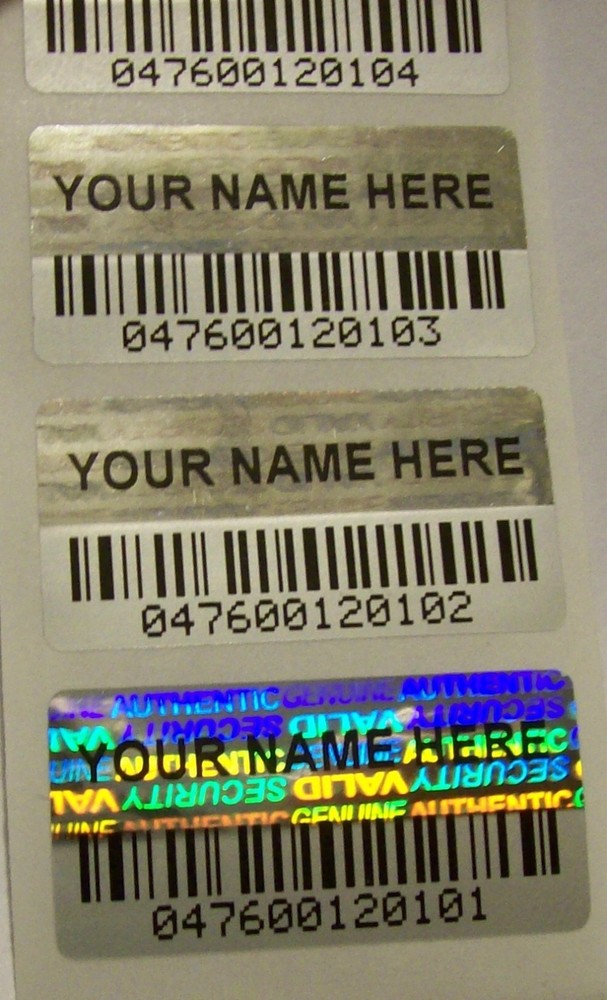 BCc 500 Custom Print BARCODE Security Hologram Tamper Evident Stickers