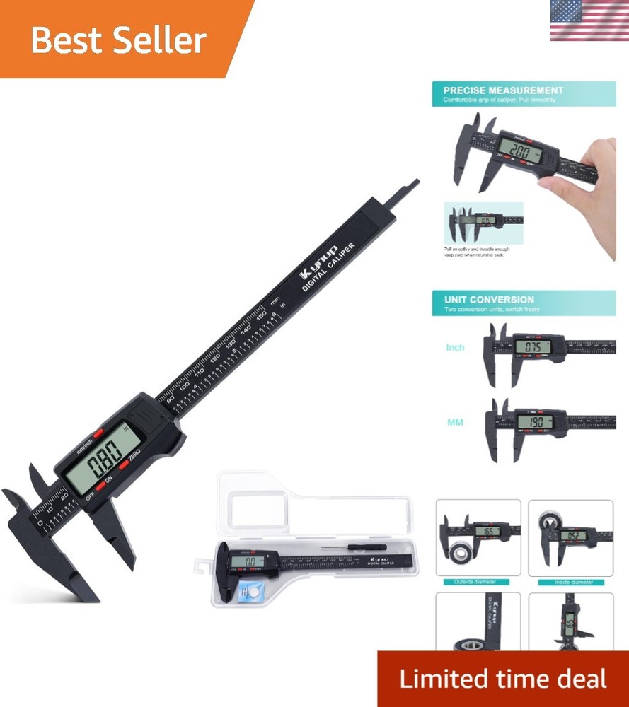 Advanced Digital Caliper 0-150mm with Lightweight Plastic Design & Batteries