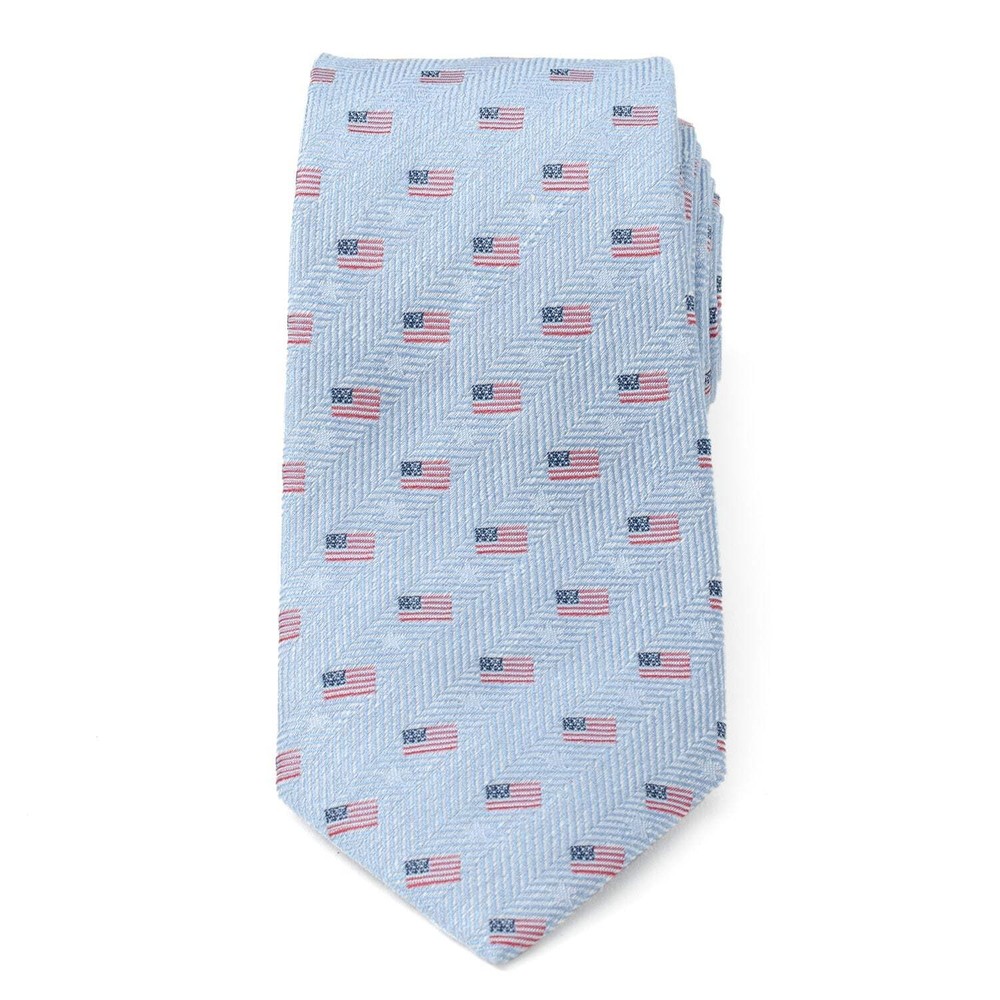 Light Blue American Flag Men's Tie