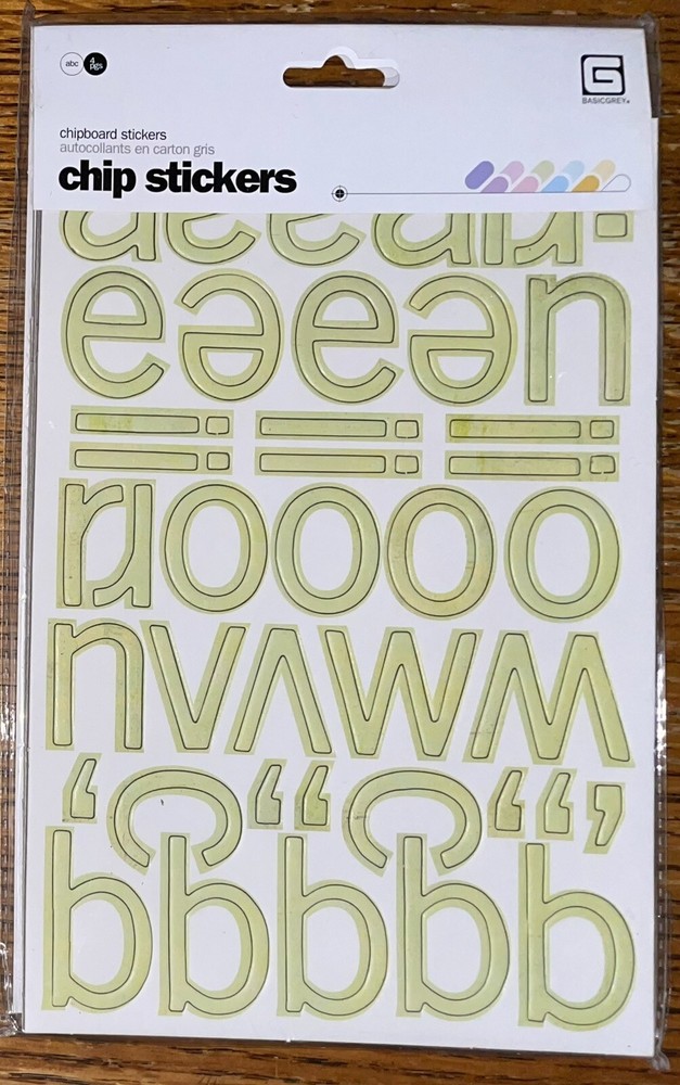 Basic Grey Designer Chipboard Kioshi Alphas Real Thick & Sticky Chip Sticker 4pg