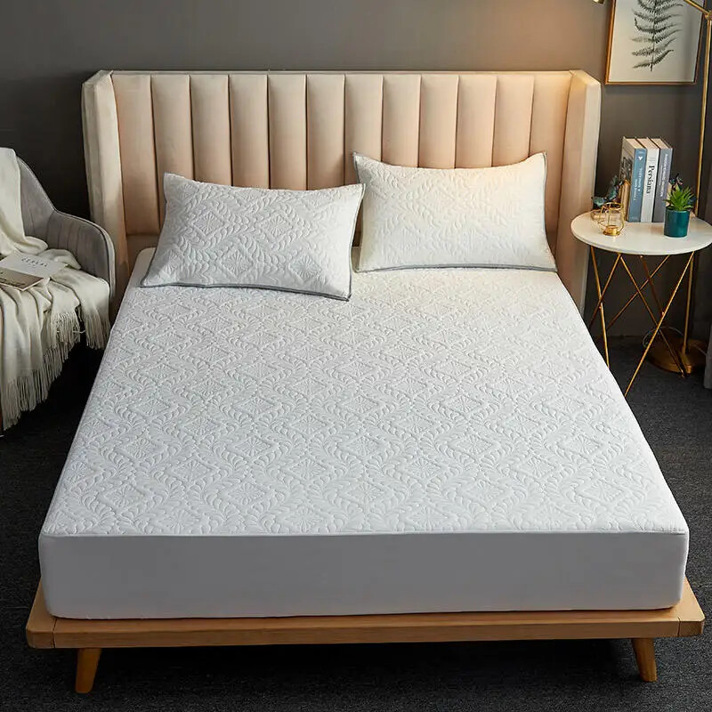 Quilted Fitted Sheet With Elastic Mattress Cover Bed Sheets (No Pillowcase)