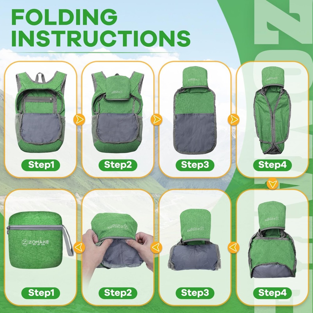 10L Ultra Lightweight Packable Backpack Small Water Resistant Dark Green