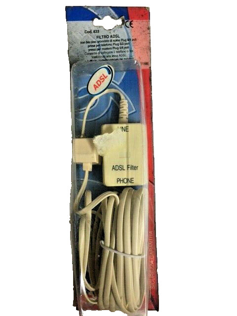 ADSL Filter with 5m Cable and Plug 6/4 Pin Phone Socket 6/2 & Modem 6/4