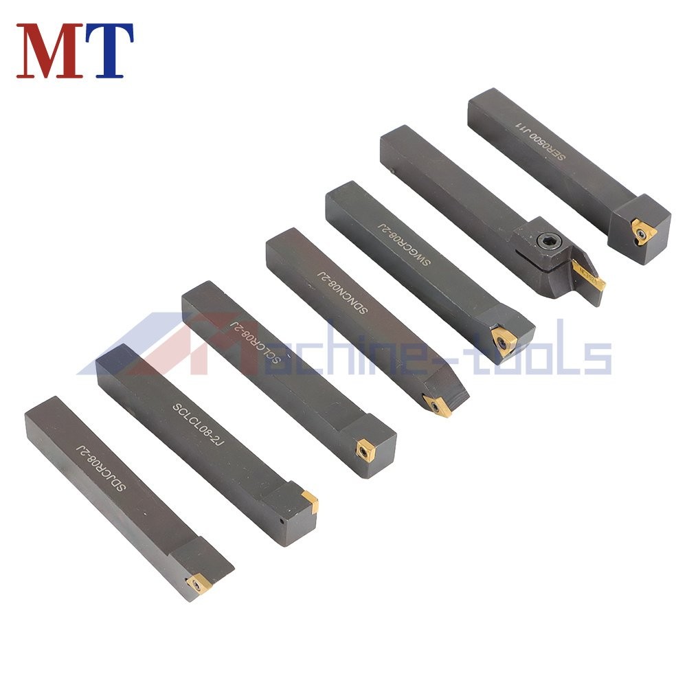 1/2"7x Carbide Indexable Turning Tool Lathe Tool Bit Thread Insert+Holder Kit