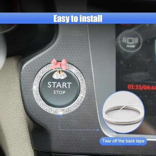 Bling Diamond Car Engine Start Stop Button Decoration Ring - Bling Ring White