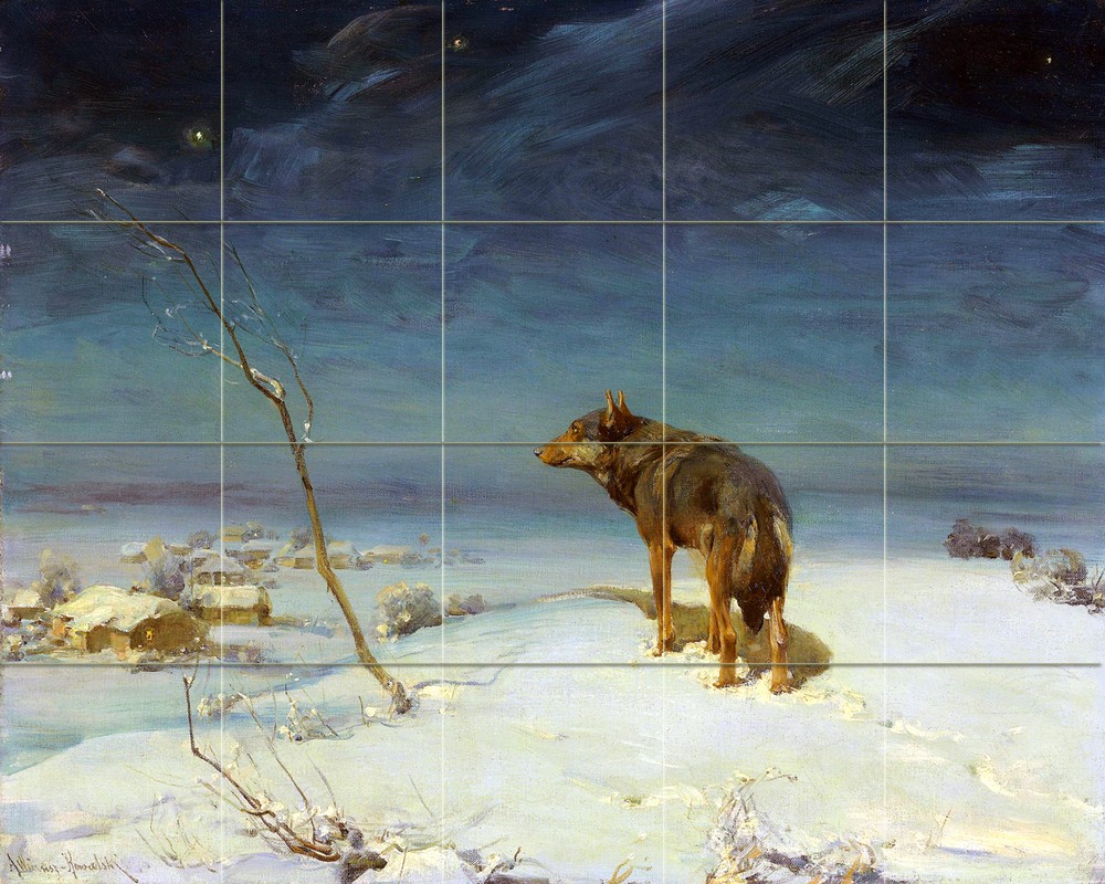 Art Wildlife Landscape Wolf Ceramic Mural Backsplash Bath Tile #2253