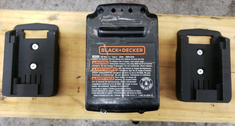 **2 Pack** Black & Decker 20V Wall/Undershelf Locking Battery Holder Mount
