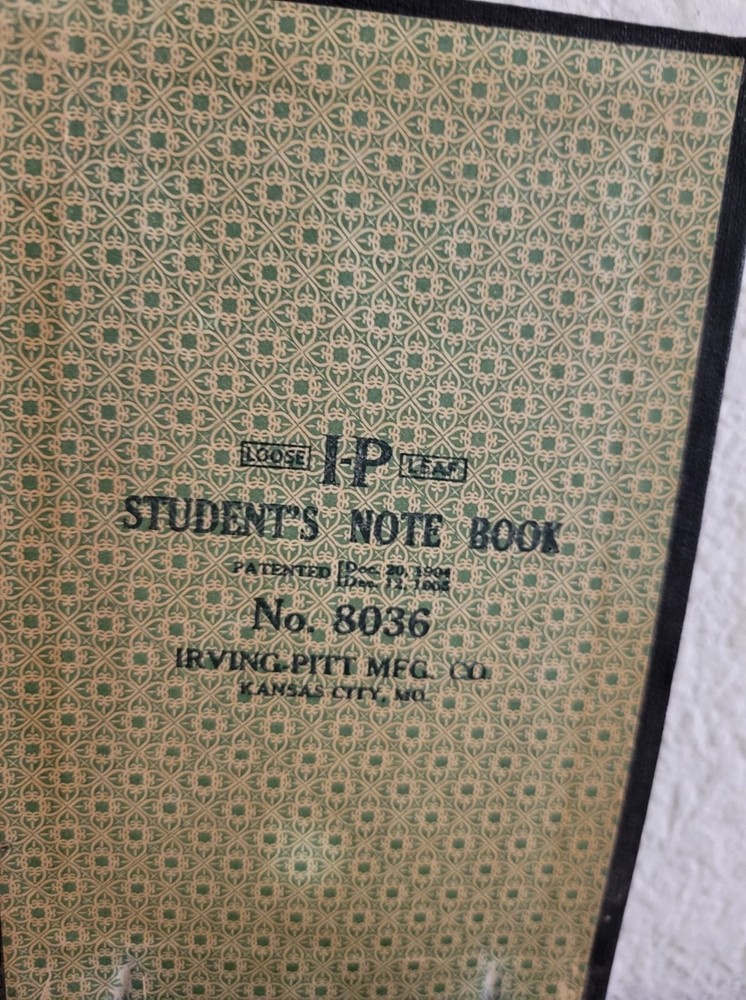 Antigue IRVING-PITT 1904 Student's Notebook #8036