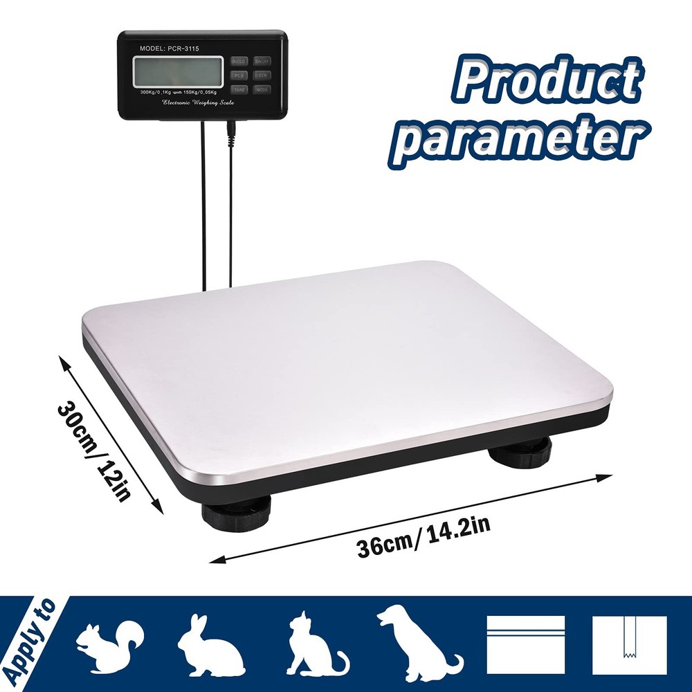 Shipping Scale 660lbs LCD Digital Postal Scale, Stainless Heavy Duty Postage ...