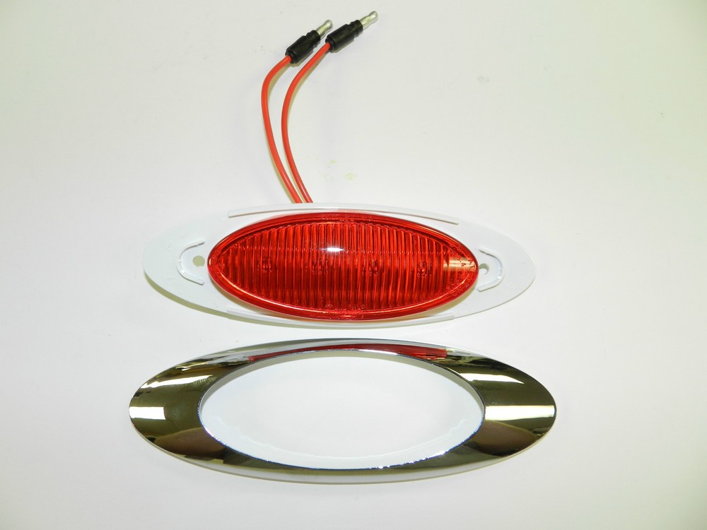 1 PANELITE MILLENNIUM LED M1 RED MARKER LIGHT 4 DIODE w/CHROME BEZEL 6.5 INCH