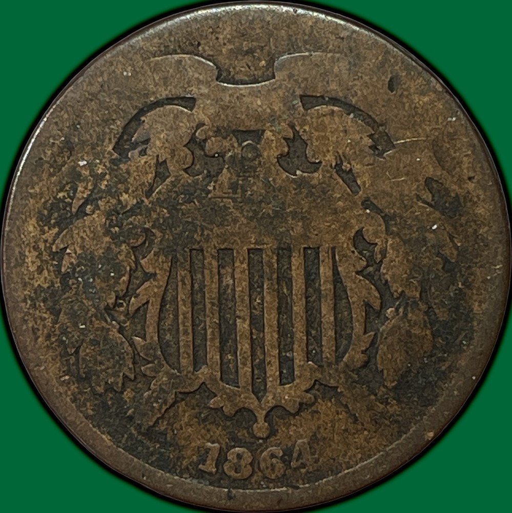 1864 Two Cent Piece Good G Coin #38619