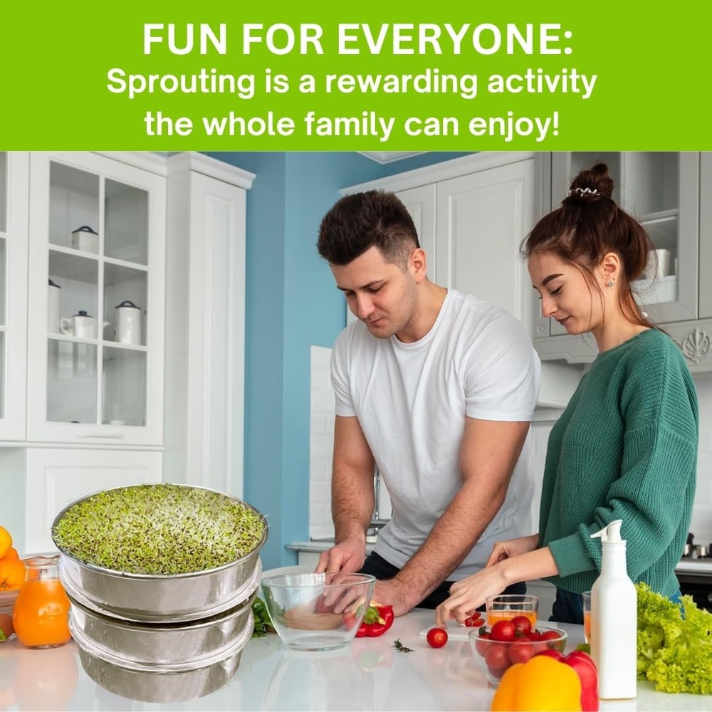 ZESTIGREENS Stainless Steel Seed Sprouter Kit - Stackable 3-Tier Seed Sprouting