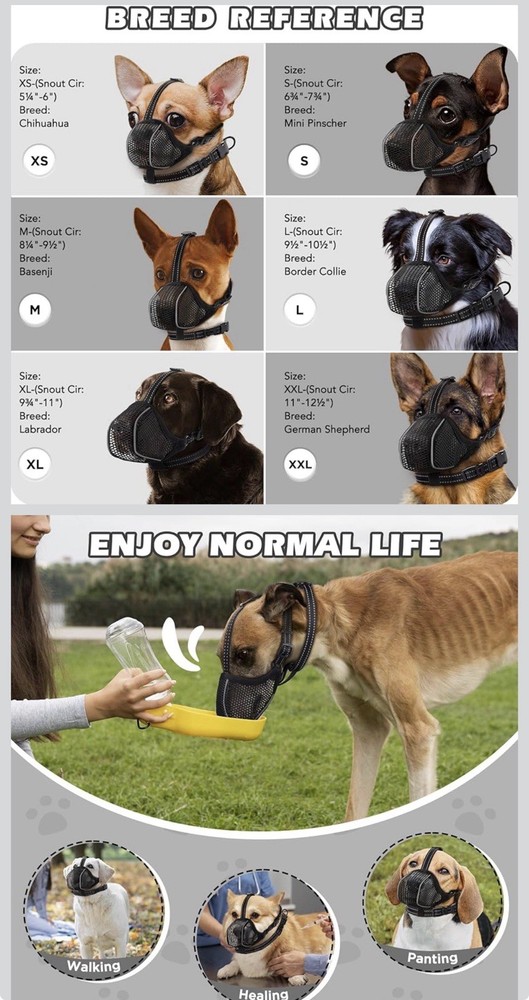 Dog Muzzle Mesh Soft Muzzle XL Sized Dogs Breathable No Biting