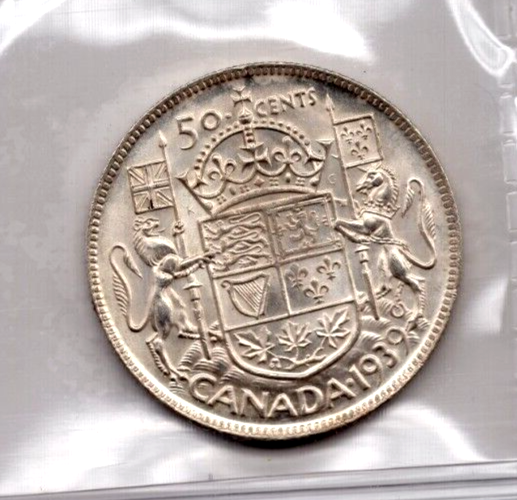 1939 Canada 50 Cents Silver Coin - ICCS Graded MS-62