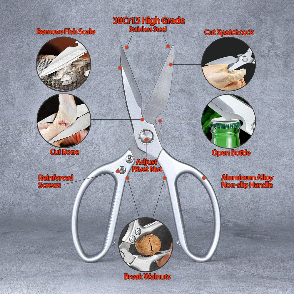 2Pcs Kitchen Scissors Multi-Function Heavy Duty Kitchen Shear Stainless Steel US