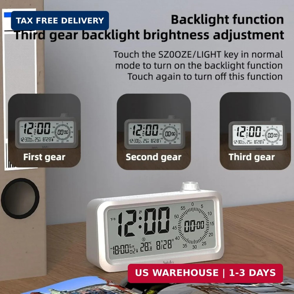 Visual Digital Timer for Kids with LCD Display,3-Level Adjustable Backlight,Temp