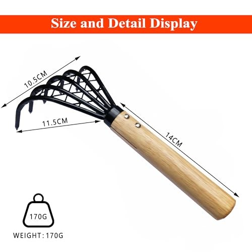 Garden Rake 5-Claw Landscape Dethatcher Thatching Beach Combing Rake for brown