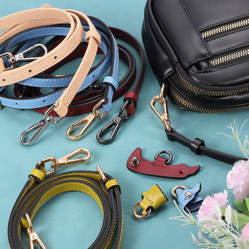 Leather Adjustable Replacement Bag Strap, Forest Green, Silver Buckle, 1 Set