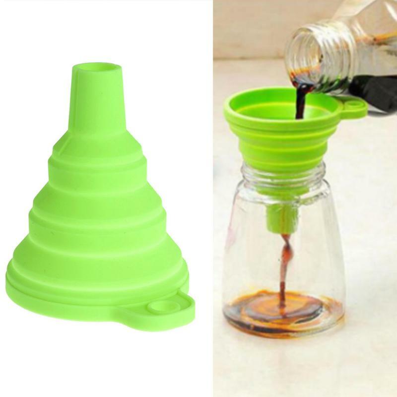 2PC Silicone Foldable Collapsible Style Funnel Hopper Kitchen Cooking Tools