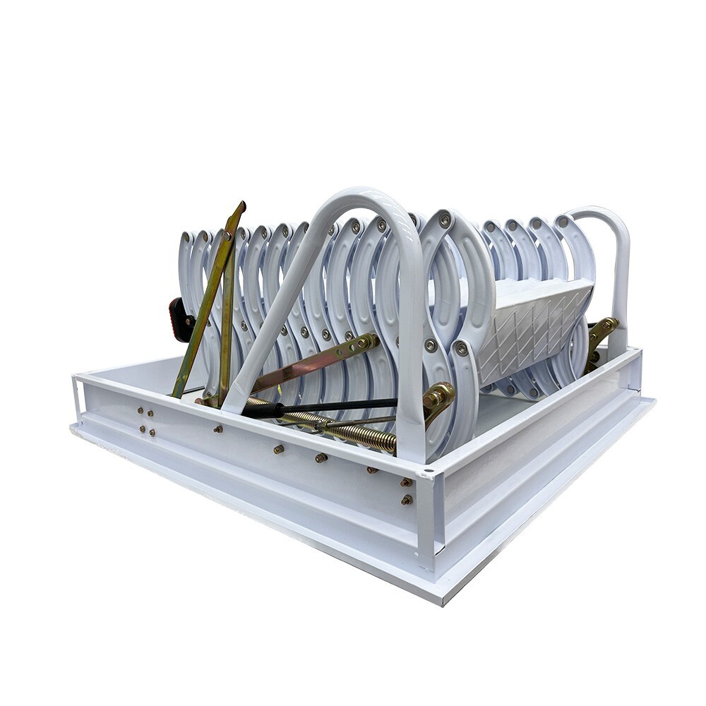 White Hidden Pull-down Foldable Stairs Open size 80*90cm 12 Steps Max 9.84 ft