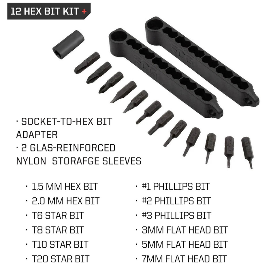 1/4" Driver Hex Bit Accessory Kit Fits any SOG Multi-Tools, with 12 Assorted Hex
