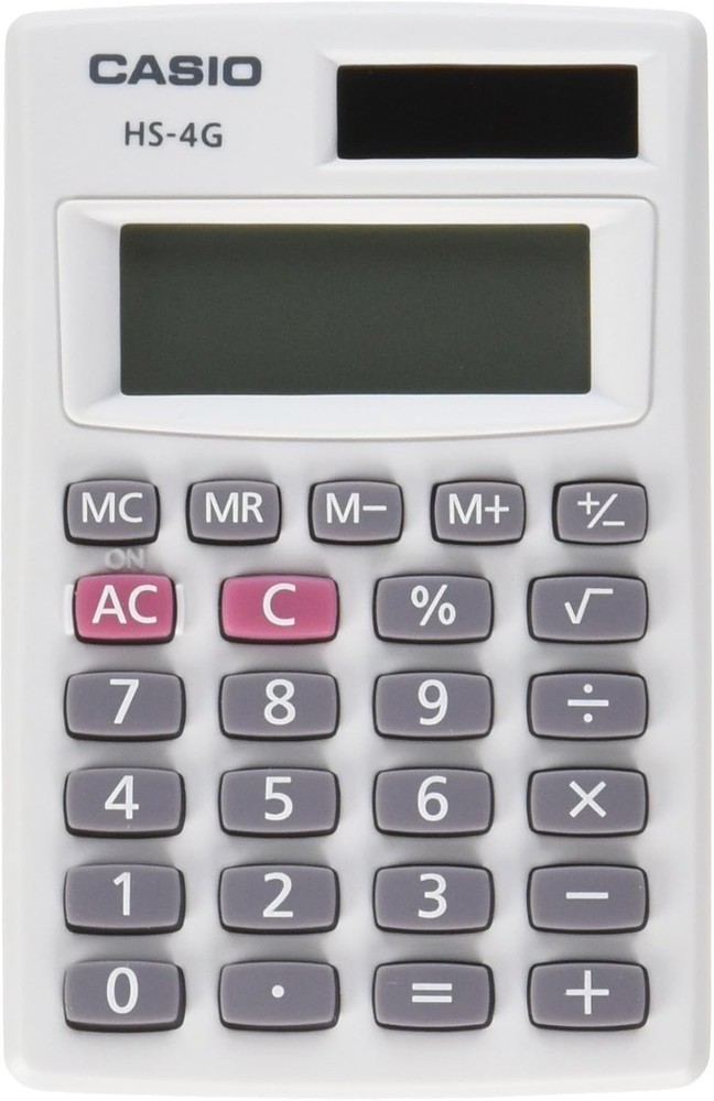 Casio HS-4G Basic Calculator 8 Digit Portable Handheld School Office Use