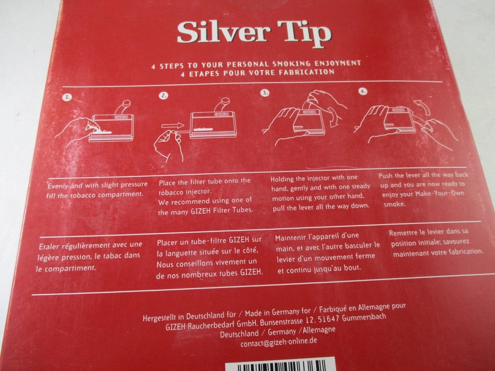GiZEH Silver Tip tobacco, cigarette rolling machine with lever