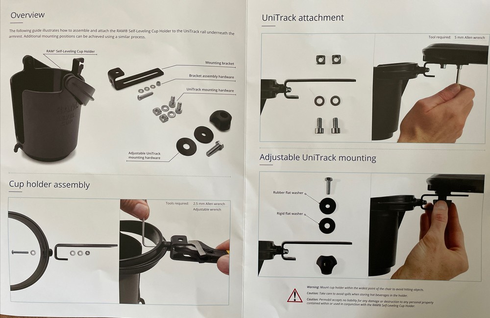 Permobil SELF LEVELING CUP HOLDER. Ships Priority !