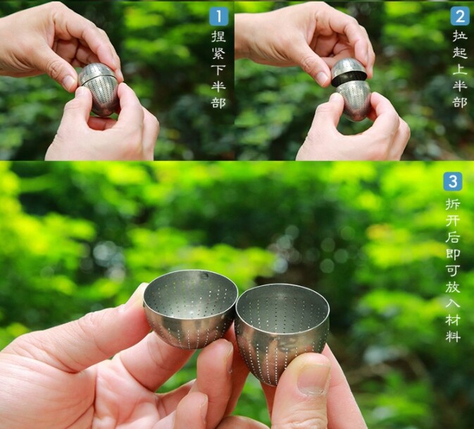 1 PC Small Pure Titanium Creative Egg Shape Tea Strainer Filter EDC Multi Tool