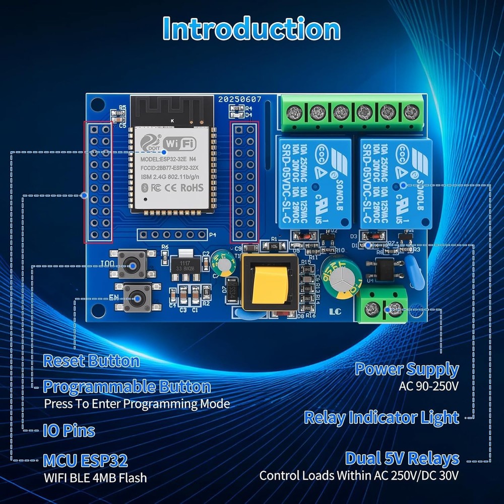 ESP32 ESP32-WM Development Board 2channel WIFI Relay Module DC 5-30V