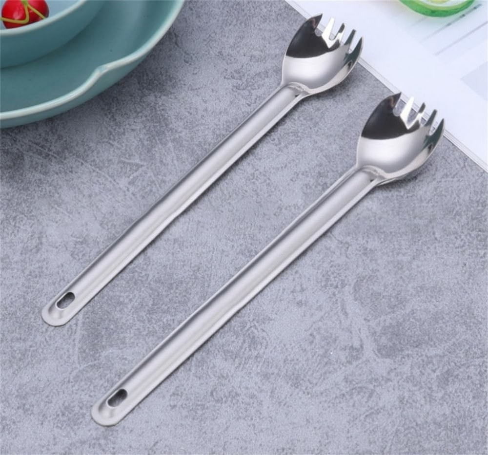 Titanium Long Handle Spork with Polished Bowl