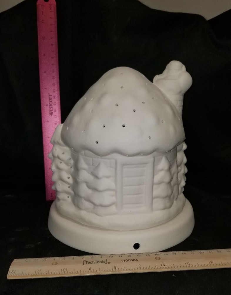 *CeramicChrome Ceramic Bisque Snow House with Base Ready to Paint*