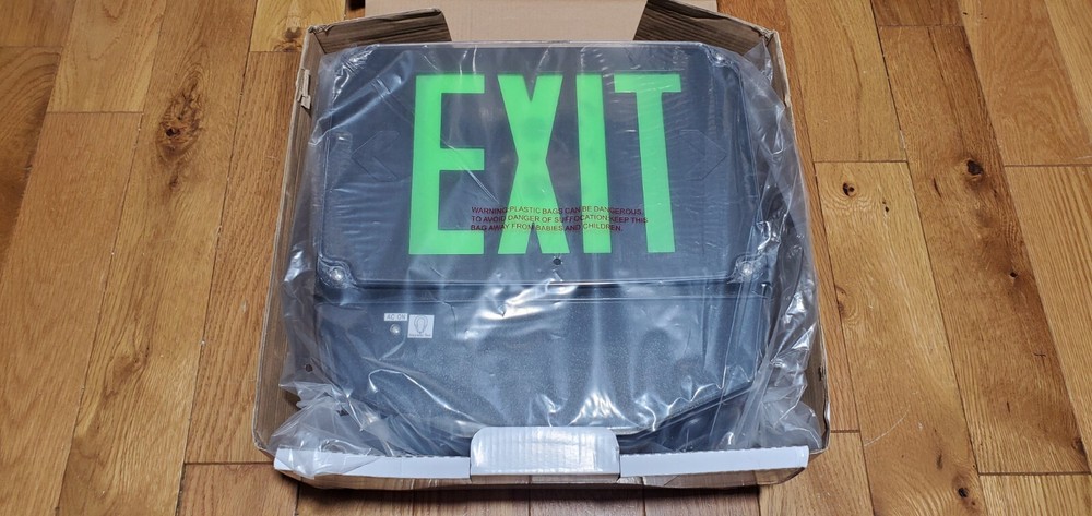 Commercial Wet Location Exit And Emergency Light Combination Single Face GREEN