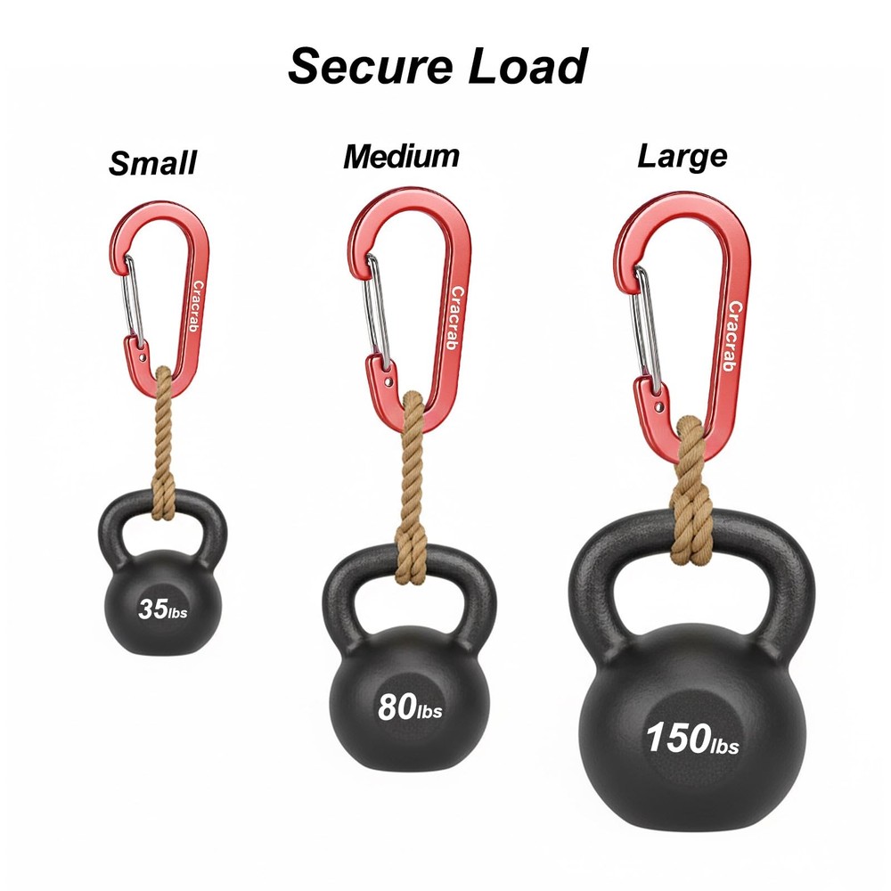 12Pcs Carabiner Small (2"), Medium (2.4"), Large (2.8"), Multiple Colors