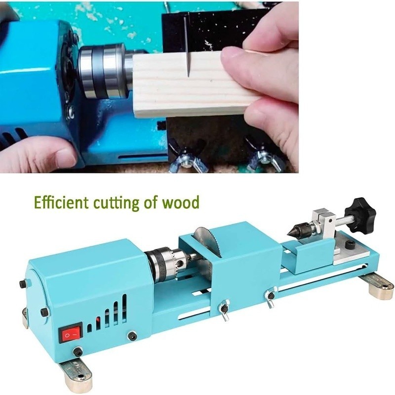Mini Woodworking Lathe HSS Tools Adjustable Chuck Easy DIY Multi-purpose New