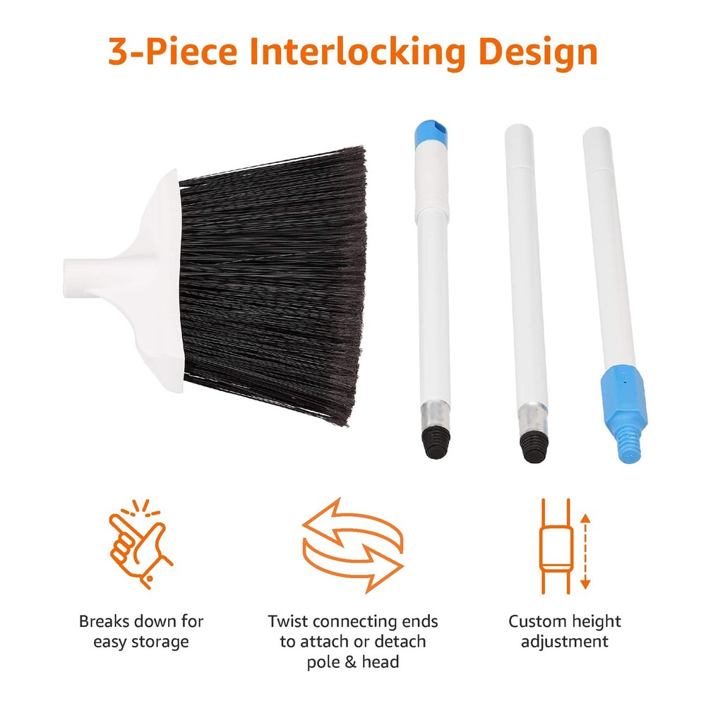 Amazon Basics Heavy-Duty Outdoor Broom, Blue&White
