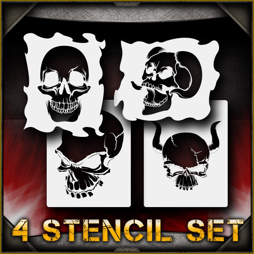 Skull Set Airbrush Stencil Template Airsick