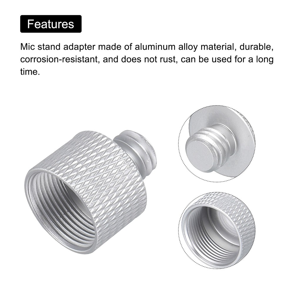 8Pcs Mic Stand Adapter 1/4 3/8 5/8 Thread Screw Thread Adapter Silver