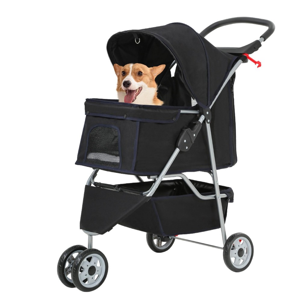 FDW Pet Stroller 3-Wheel Durable Foldable Cat Dog Stroller with Washable Line...
