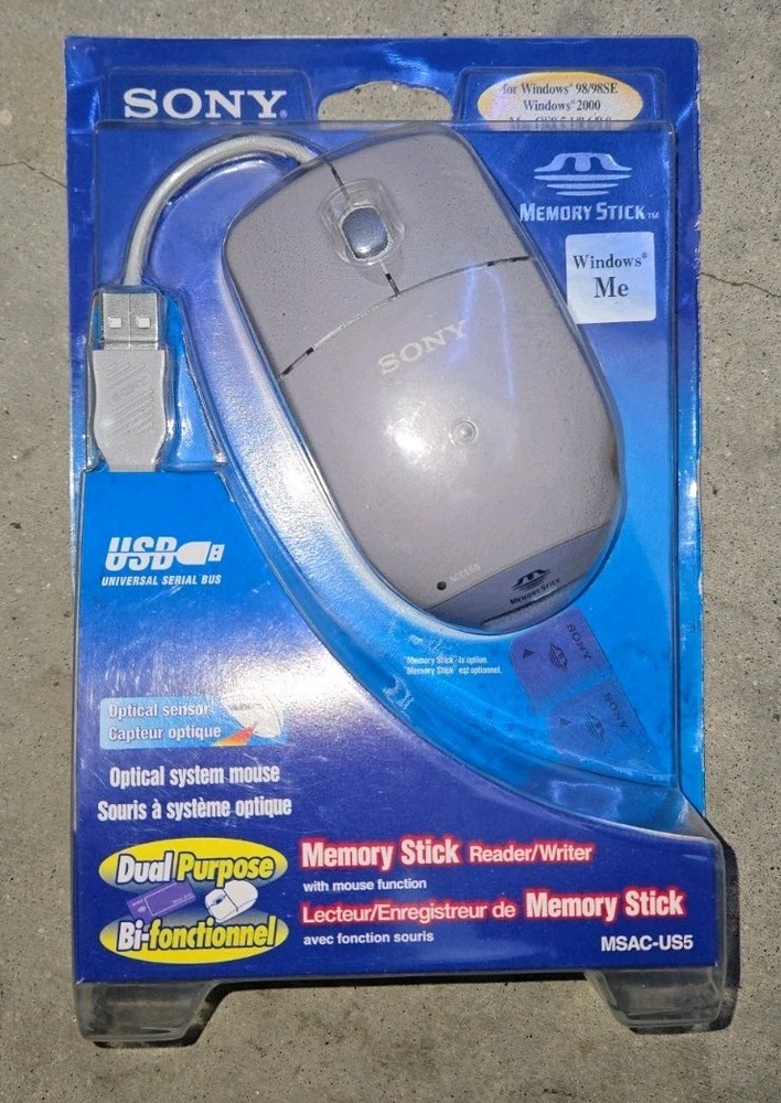 Vintage / Sony Memory Stick Reader Writer USB Optical Mouse / MSAC-US5 / Sealed