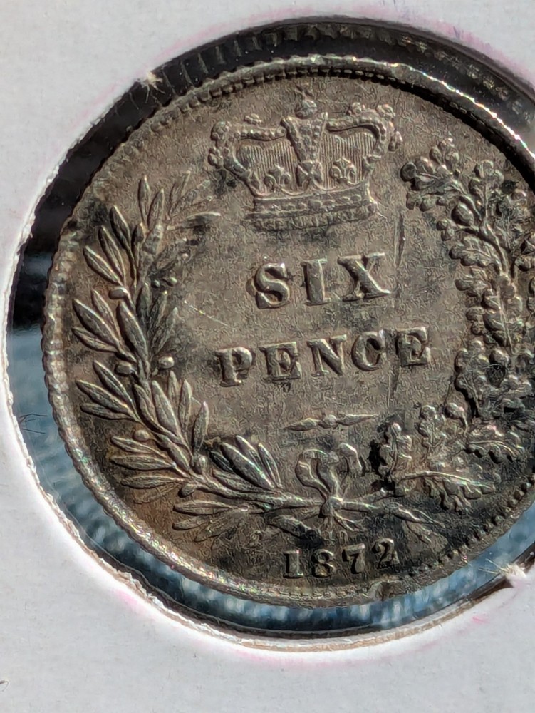 1872 Great Britain Silver 6 Pence Silver