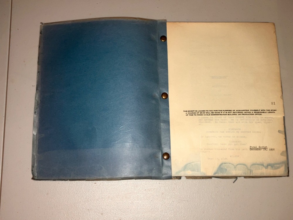 BERNADINE (12/4/56) Pat Boone Elvis-Styled Debut / Fox Script Dept. + COA!