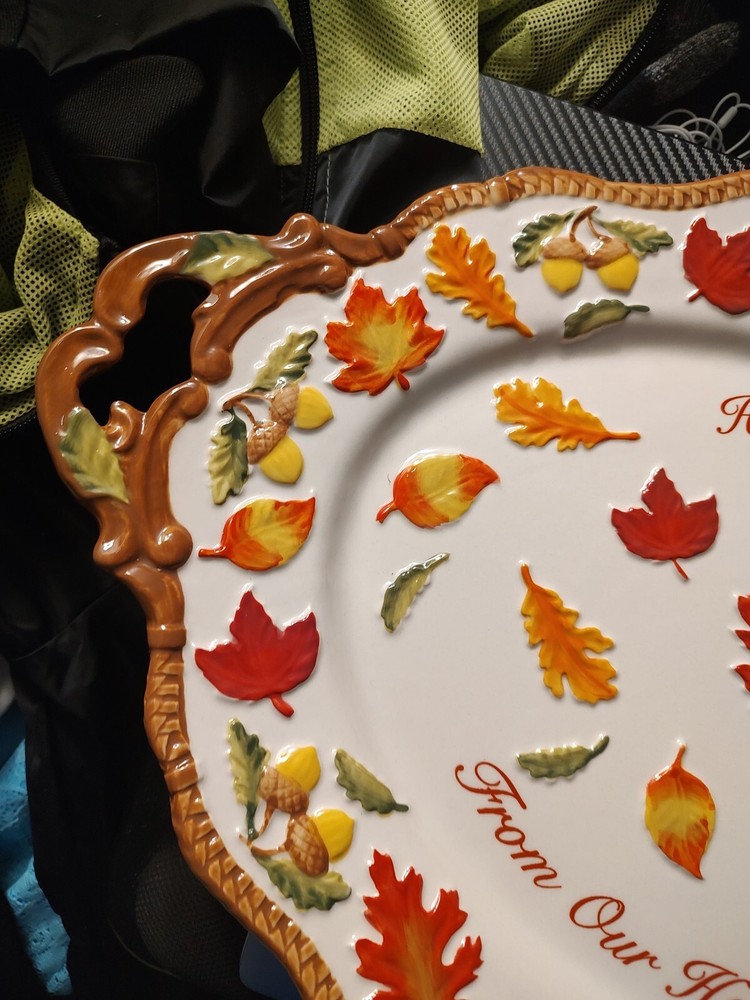Temptations Harvest Blessings Autumn Leaves Textured 20" Serving Platter Fall