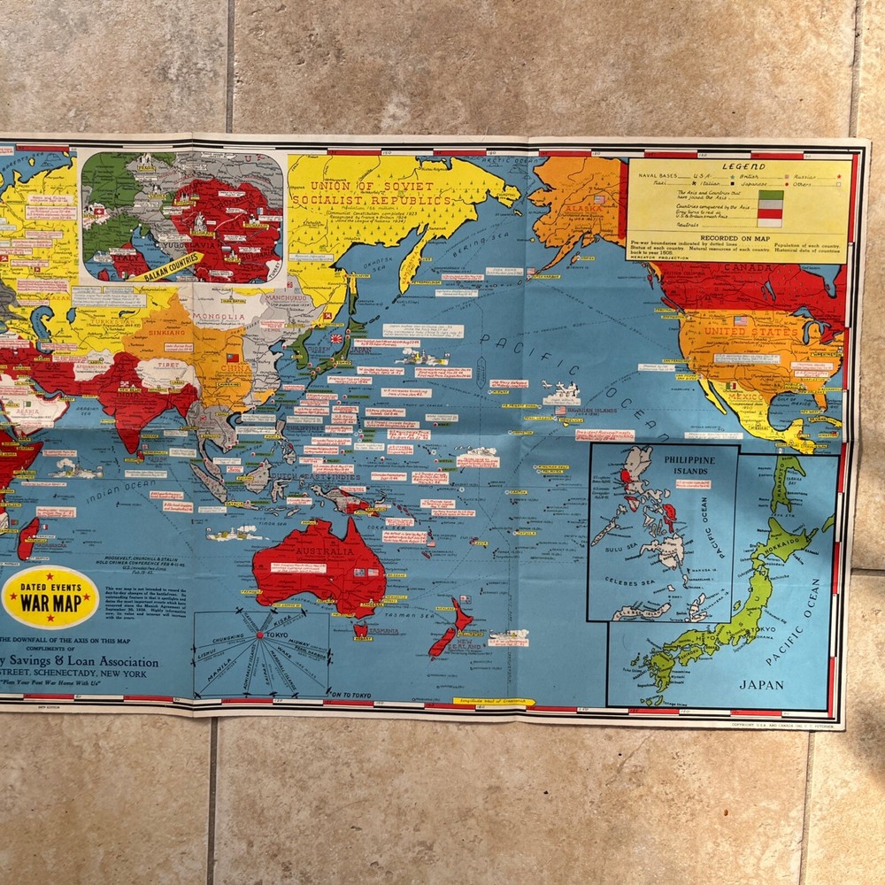 WW2 War Map 1942 Dated Events