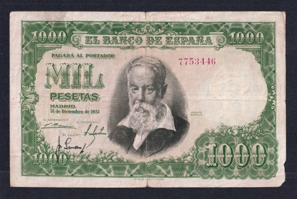 Spain 1000 Pesetas 1951 P-143a     G+