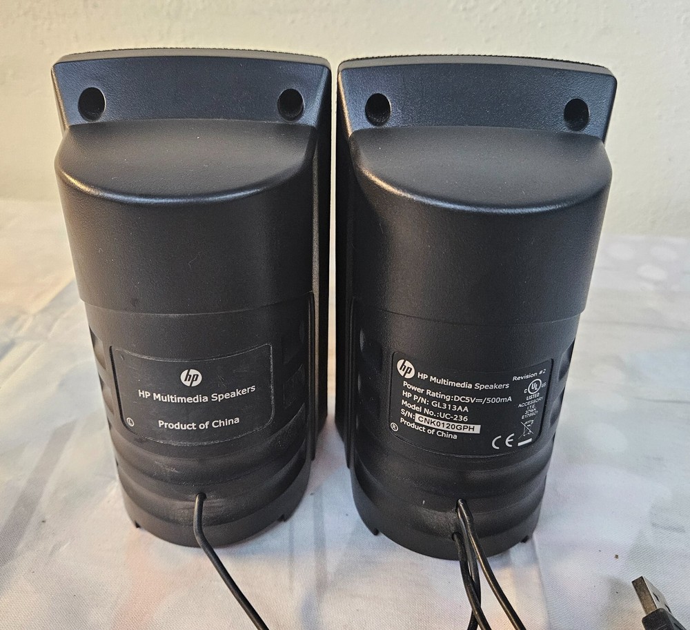 HP UC236 Computer Speakers Black Wired w Adjustable Volume & Tone GREAT