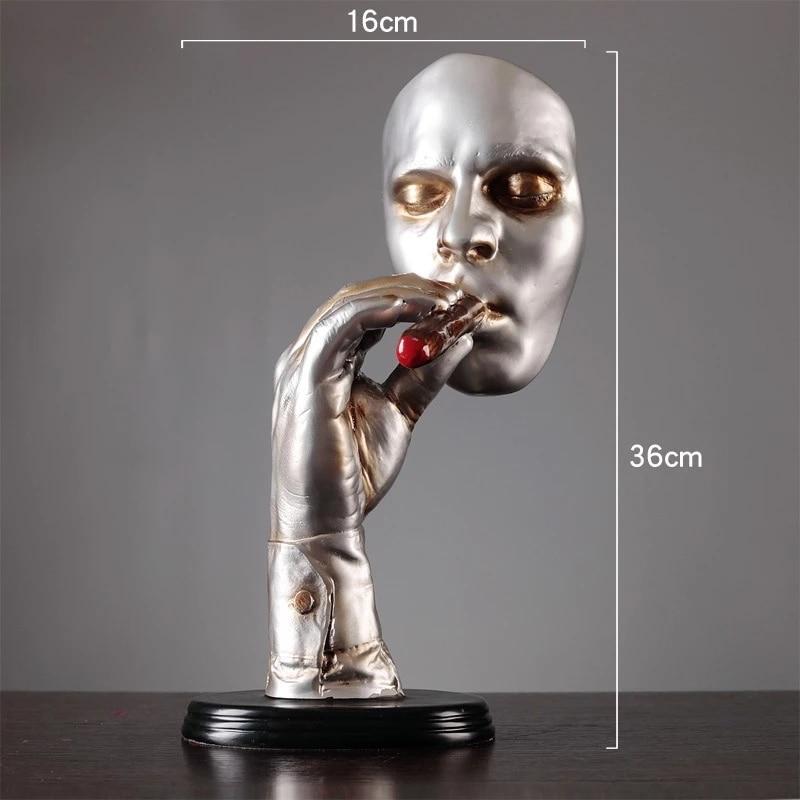 Retro Editators Abstract Sculpture an Smoking Cigar Creative Face Statue Charact