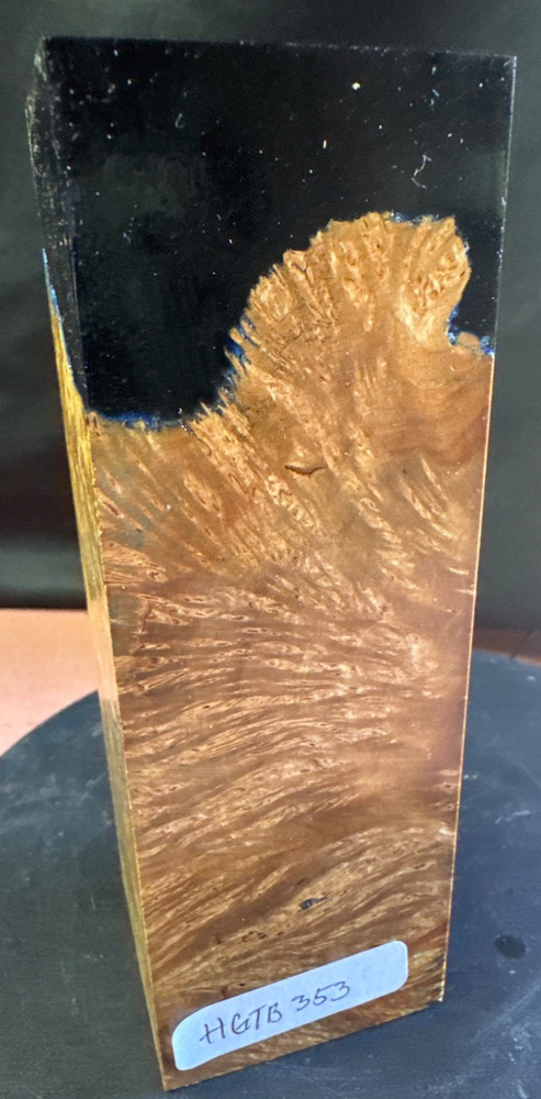 STABILIZED HYBRID GOLDEN TEAK BURL,KNIFE SCALE,TOOL HANDLE